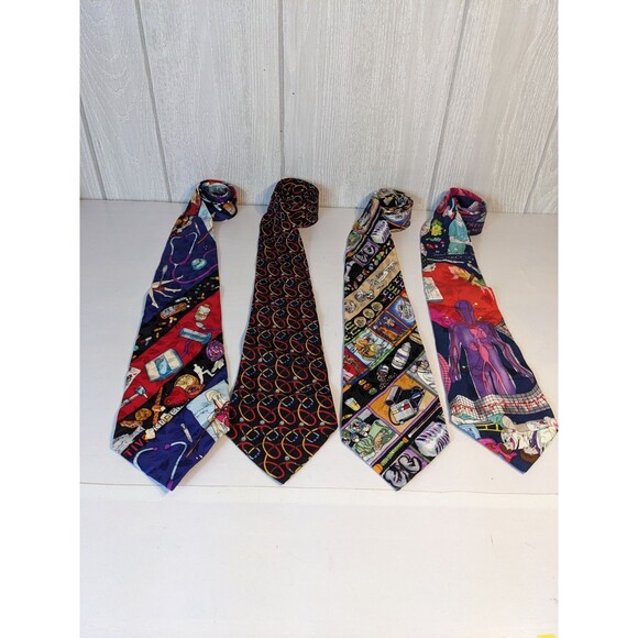 VTG Nicole Miller Ties Medical Theme Bundle Set Of 4 90s EUC - Picture 1 of 11